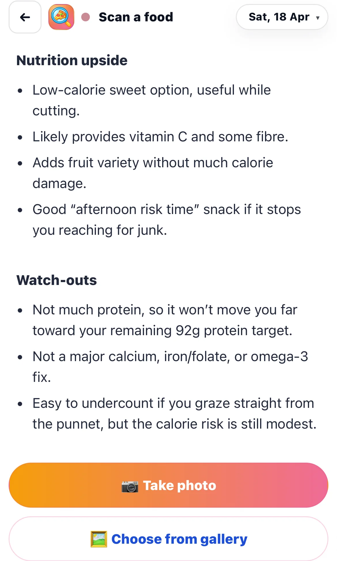 The point of Food Scan is to make logging easier, not to replace human judgment.