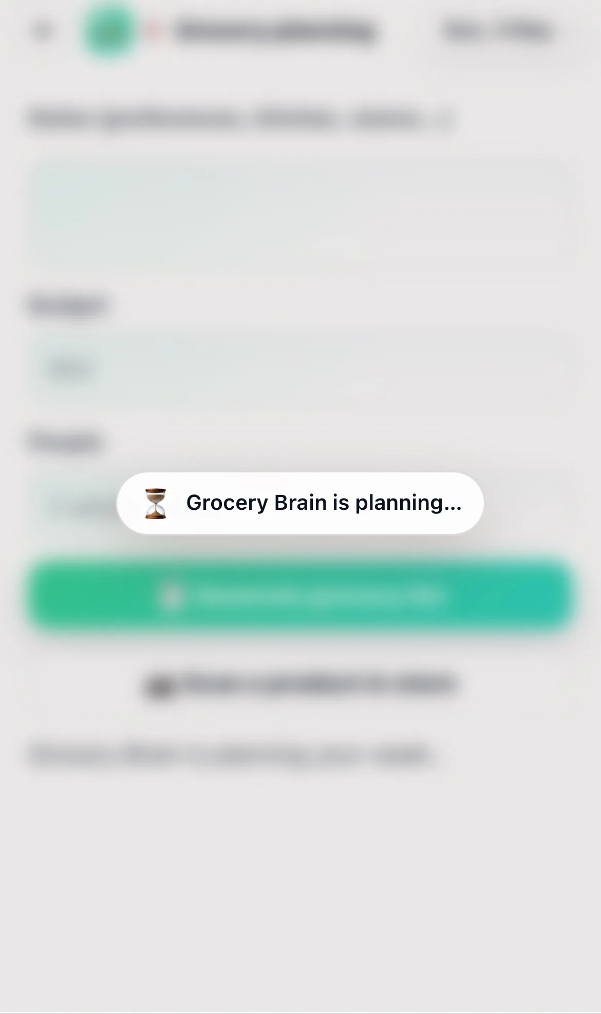 Chick grocery planning screen