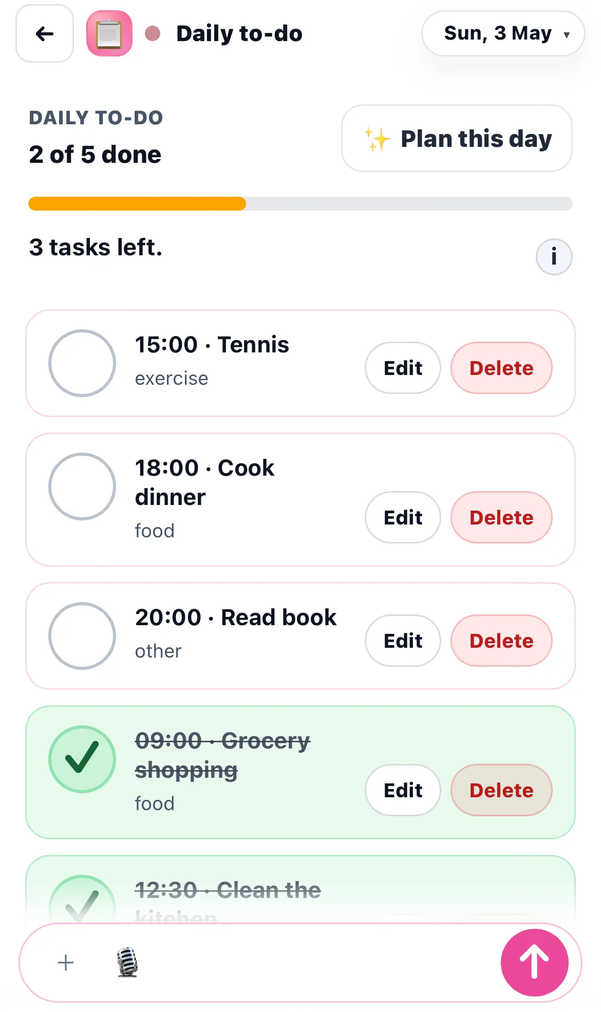 Chick daily to-do task list