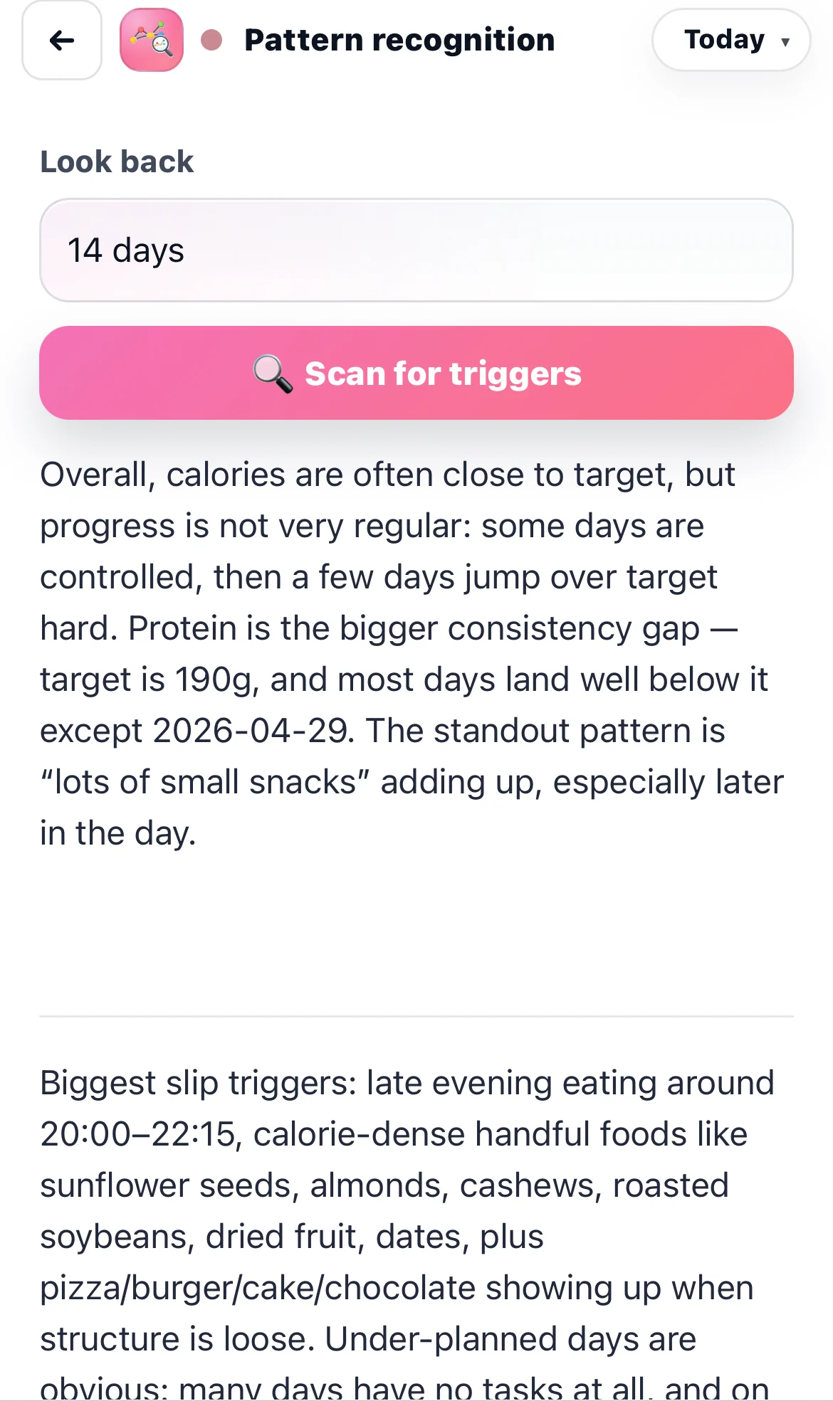 Trigger report summary screen